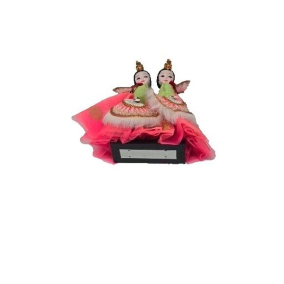 Vintage Korean Traditional Native Fabric Dolls Fan Dancers Pair - Picture 5 of 8